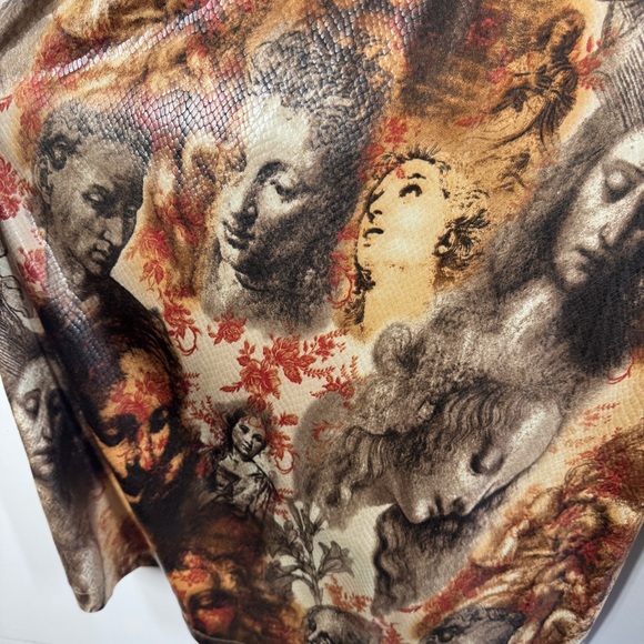Camelot Art To Wear Face Print Halter Top Brown Beige Size S Boho Mini Dress - Picture 8 of 14